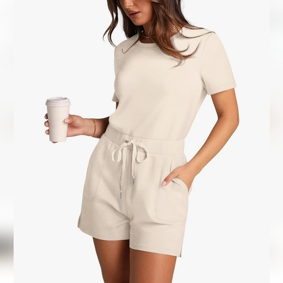 Xieerduo women's summer loose casual Rompers, sz L, short jumpsuit. - Picture 3 of 16